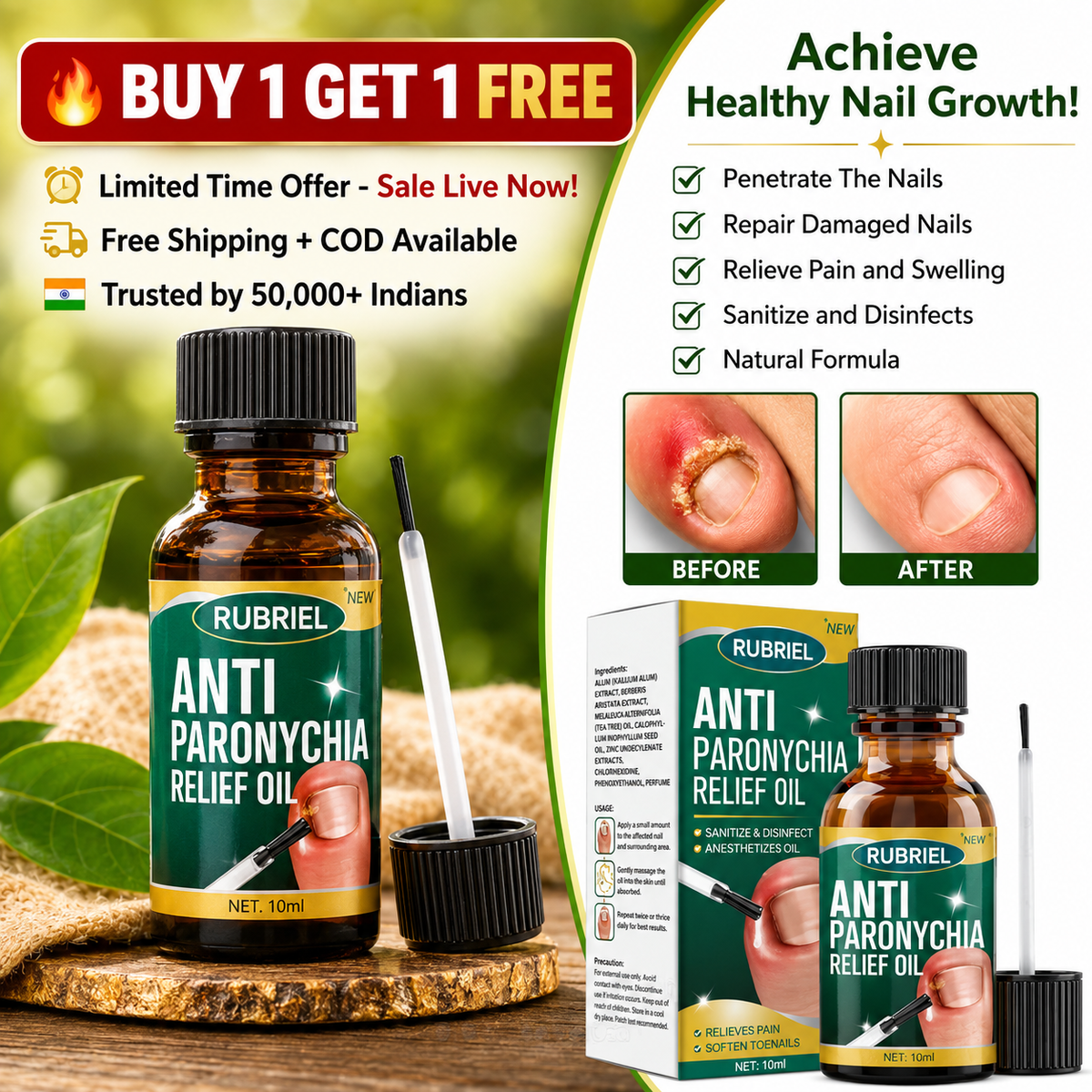 Anti Paronychia Relief Oil – Buy 1 Get 1 Free 🌿💅