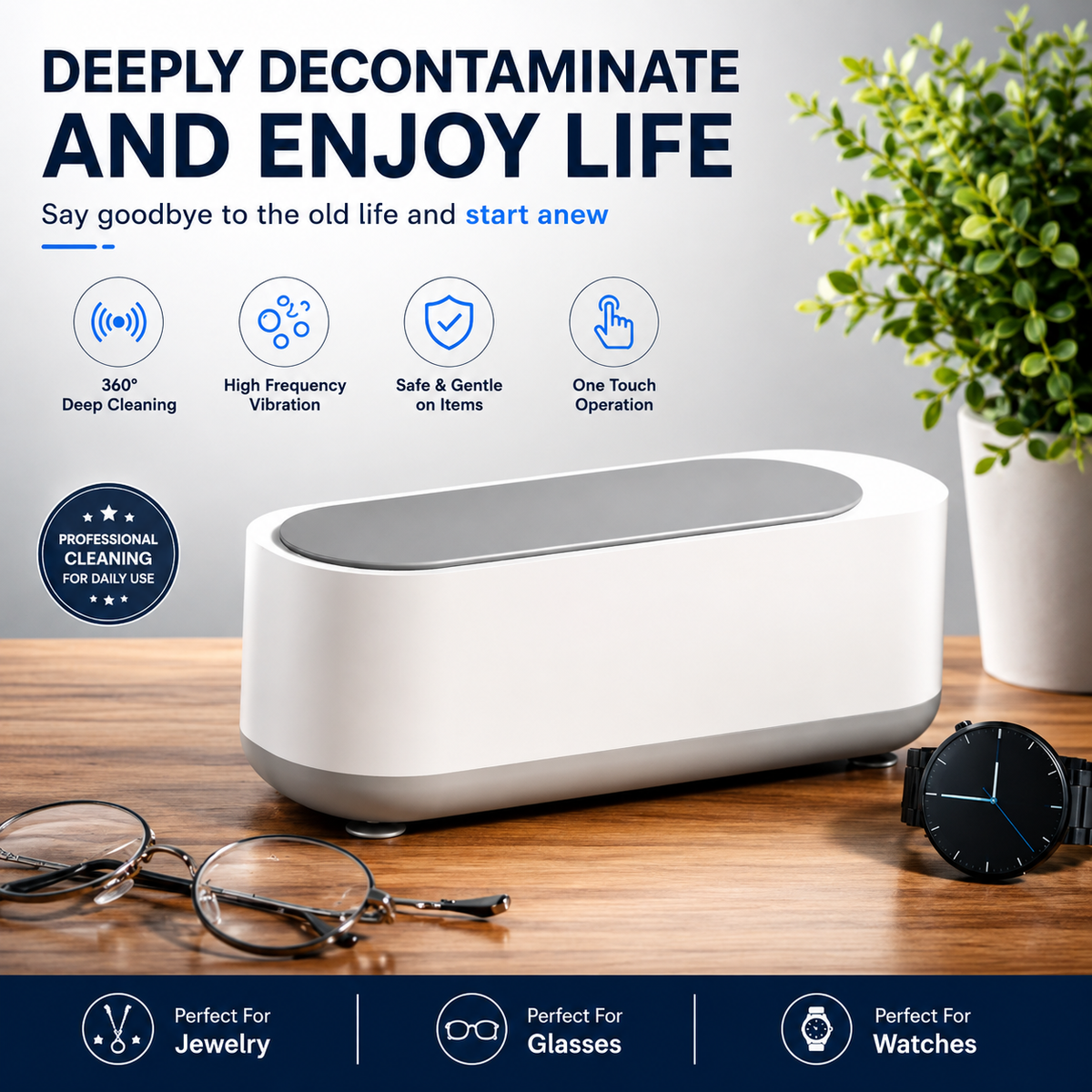 🫧 Portable Ultrasonic Cleaner – Deep Cleaning Machine