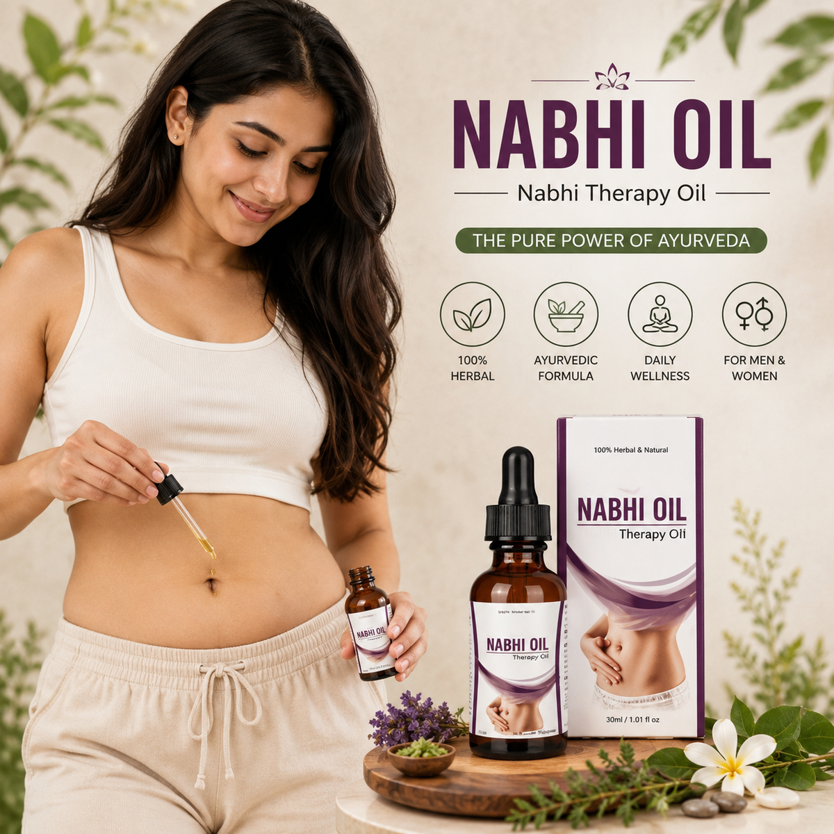 🌿 Nabhi Therapy Oil – Herbal Navel Care | Pack of 1