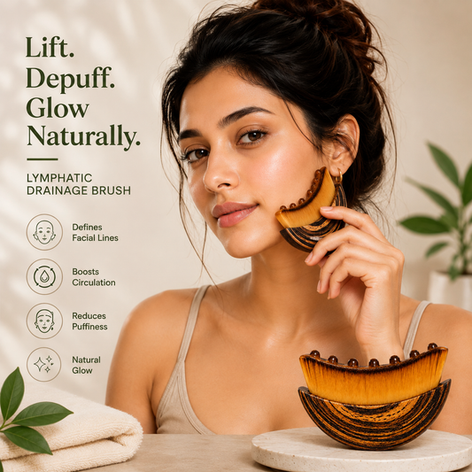 🌿 Lymphatic Drainage Brush – Natural Face Sculpting & Glow Massage Tool ✨